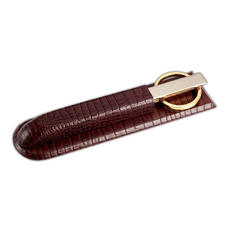 Dacasso Brown Crocodile Embossed Leather Library Set AG-2027
